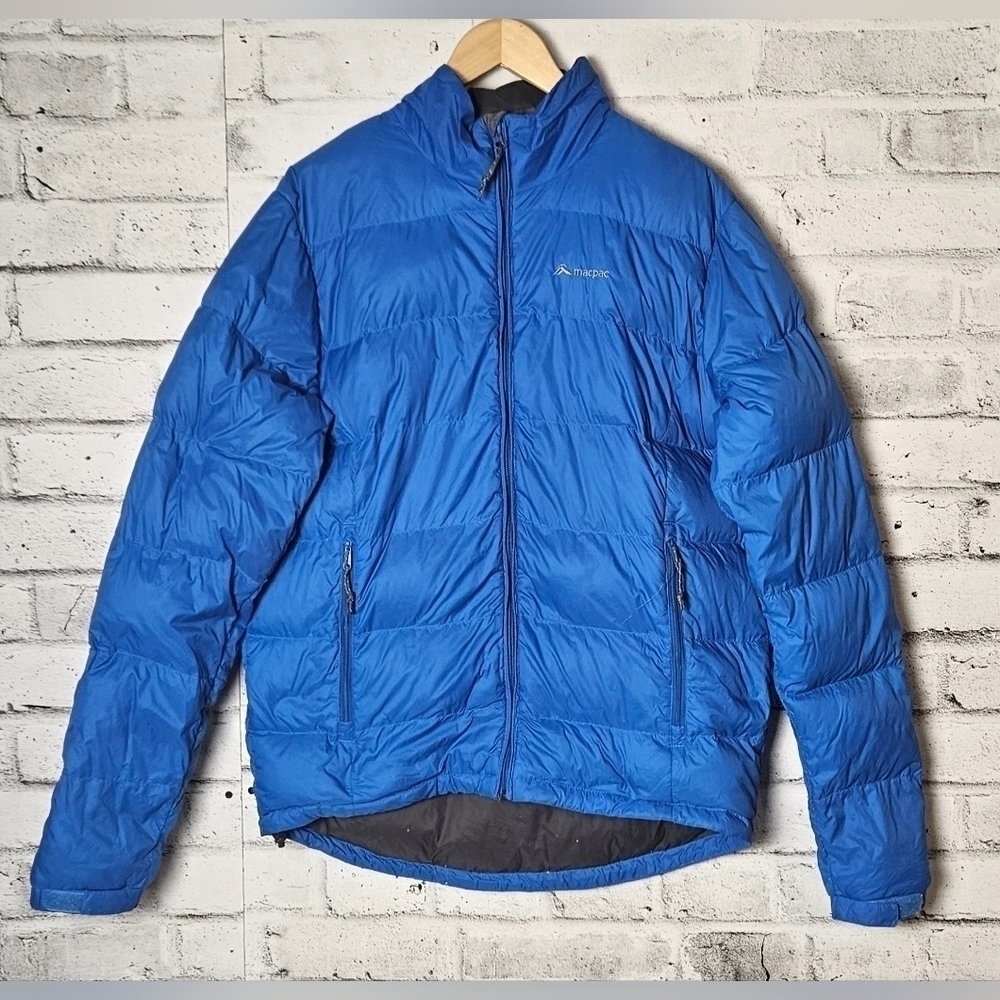 Macpac Mens Medium Down Puffer Jacket Blue Midweight Hiking Outdoor